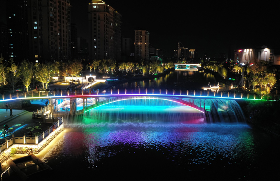 arch and beam bridge lighting for urban infrastructure