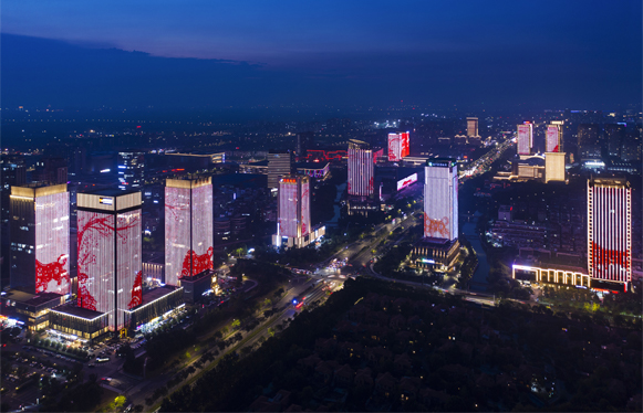 multi-building facade lighting for synchronized city events and landmark visual displays